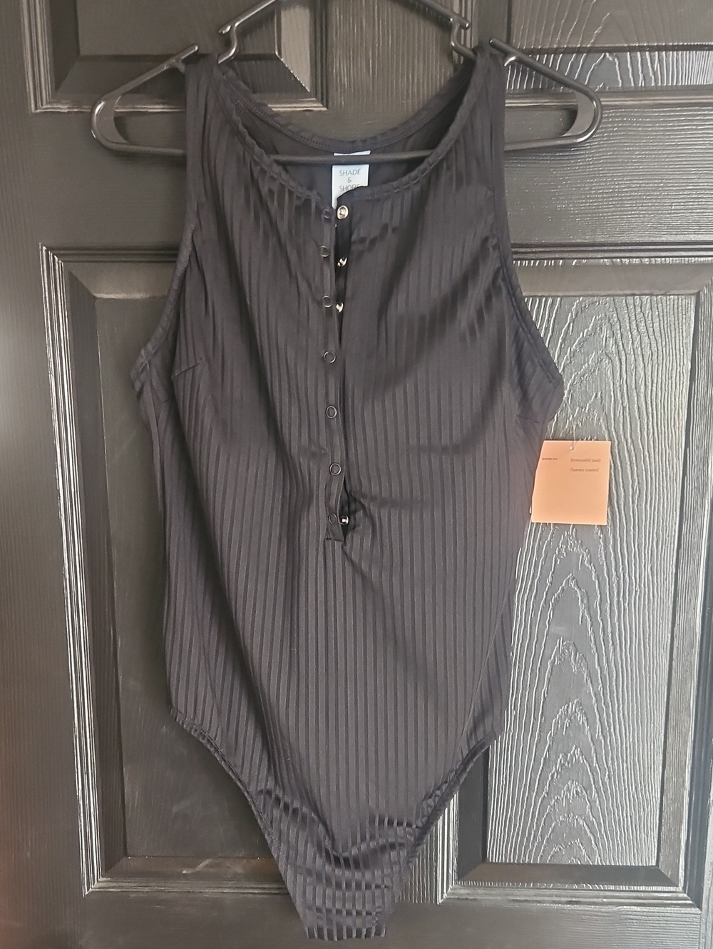 Target Black Ribbed Button-Front Bodysuit/seimsuit XL